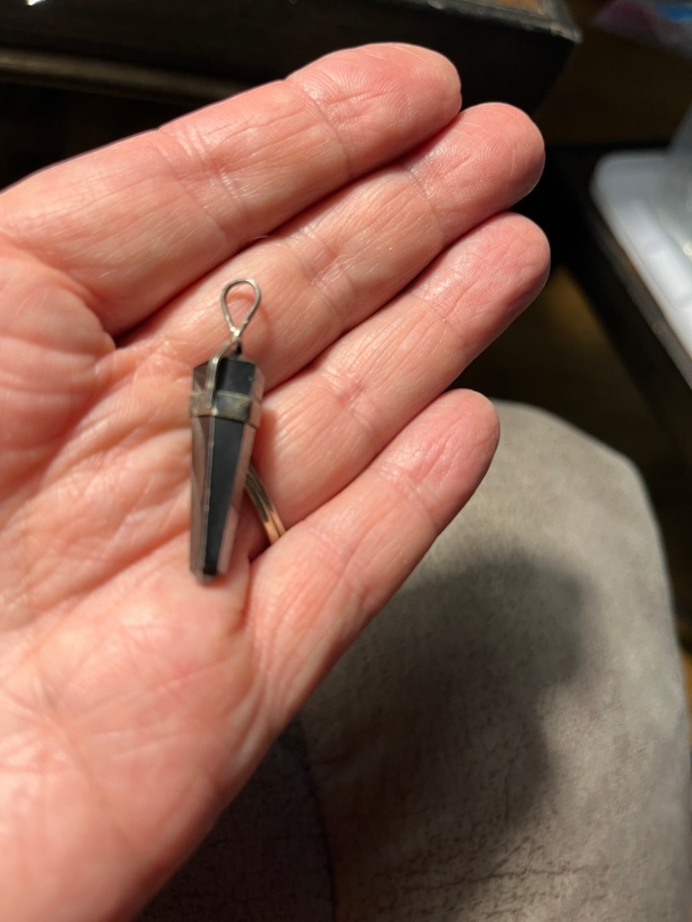 Black Faceted Stone Pendant Charm 1509